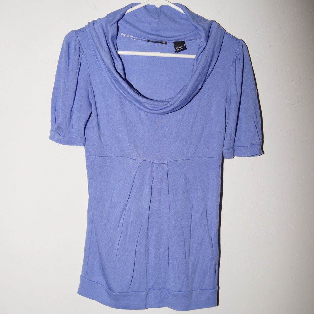 Periwinkle blue cowl neck top
